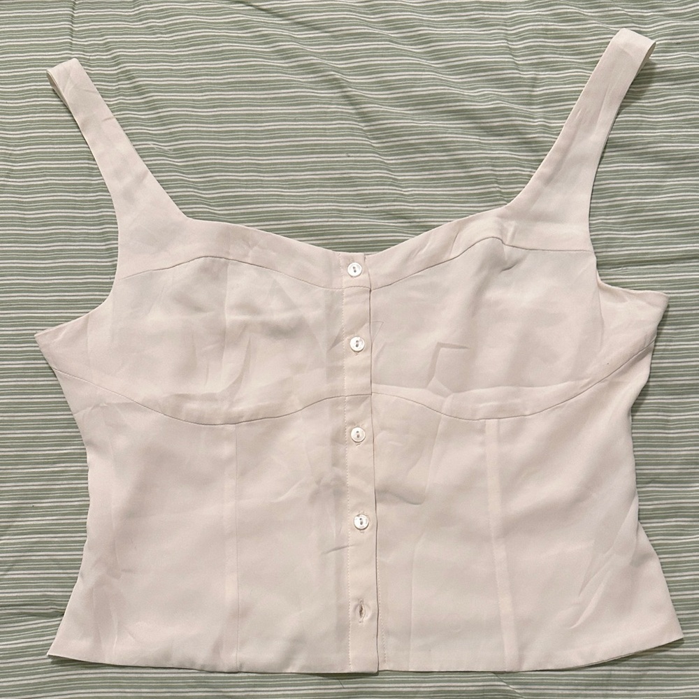 Abercrombie & Fitch Cream Button-Up Tank Top